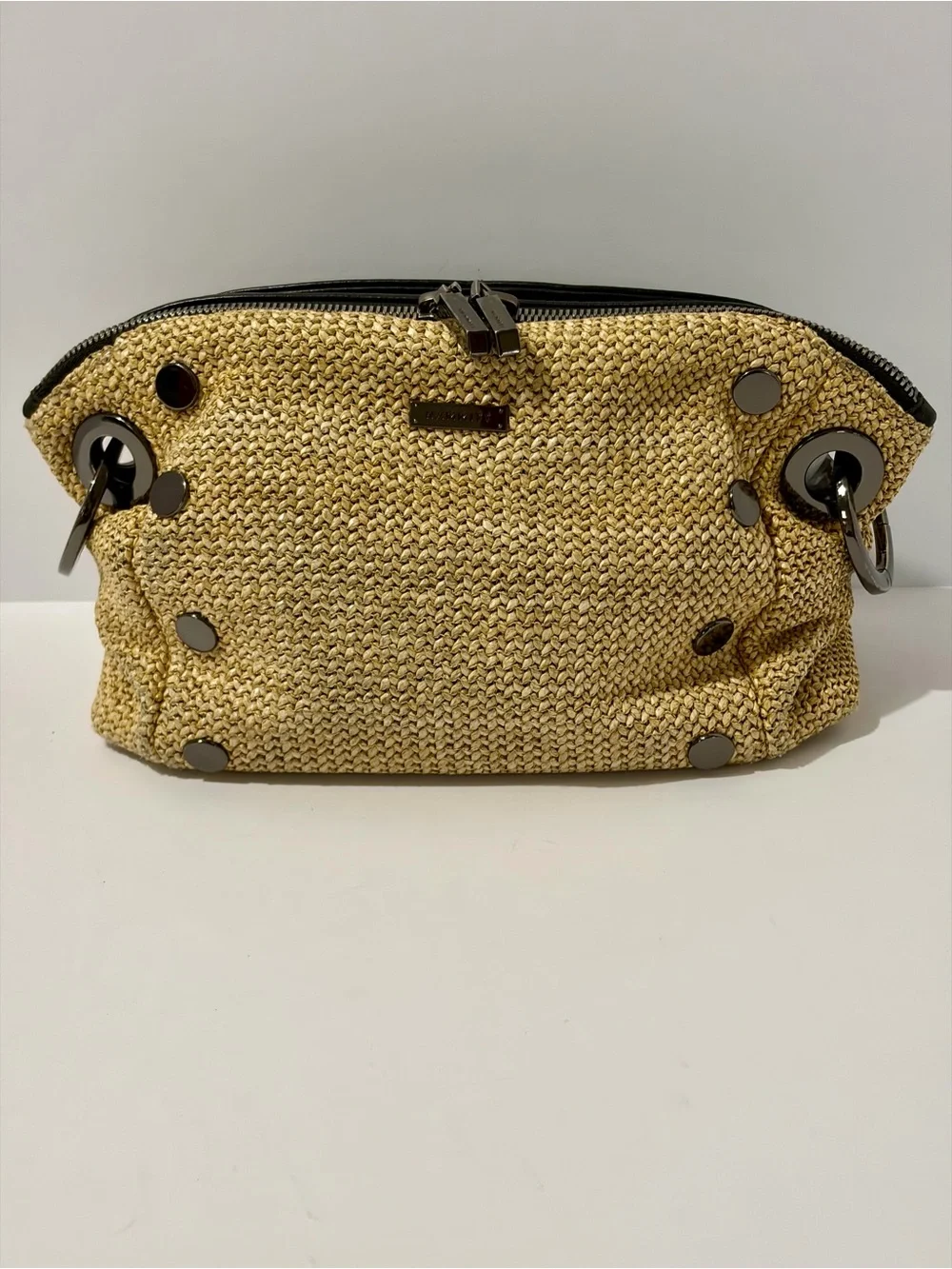 Hammitt Daniel Crossbody Clutch in Chaparral Raffia and gunmetal hardware - Picture 9 of 12